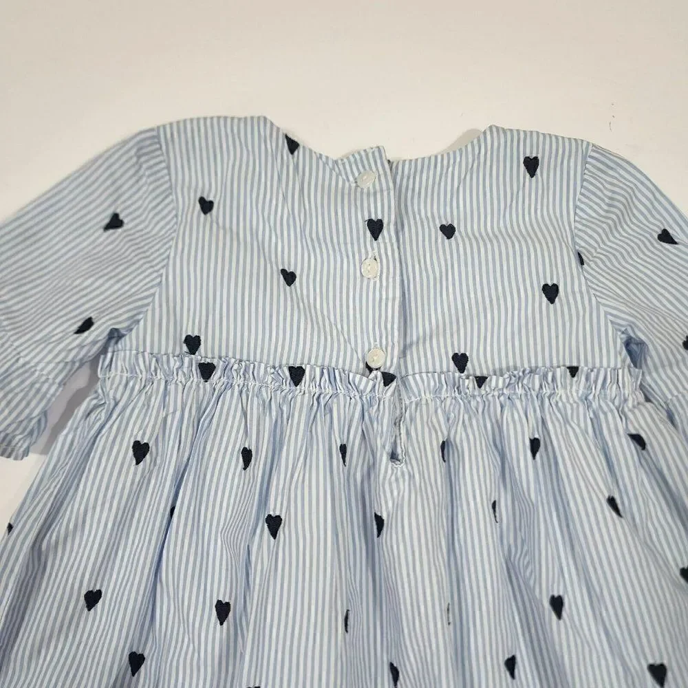 Gymboree Baby Girl 2T Hearts Pinstripe Lined Dress‎